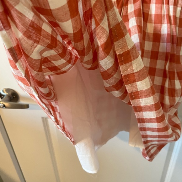 Altar’d State Orange Gingham Cotton Linen Blend Dress - Picture 5 of 6